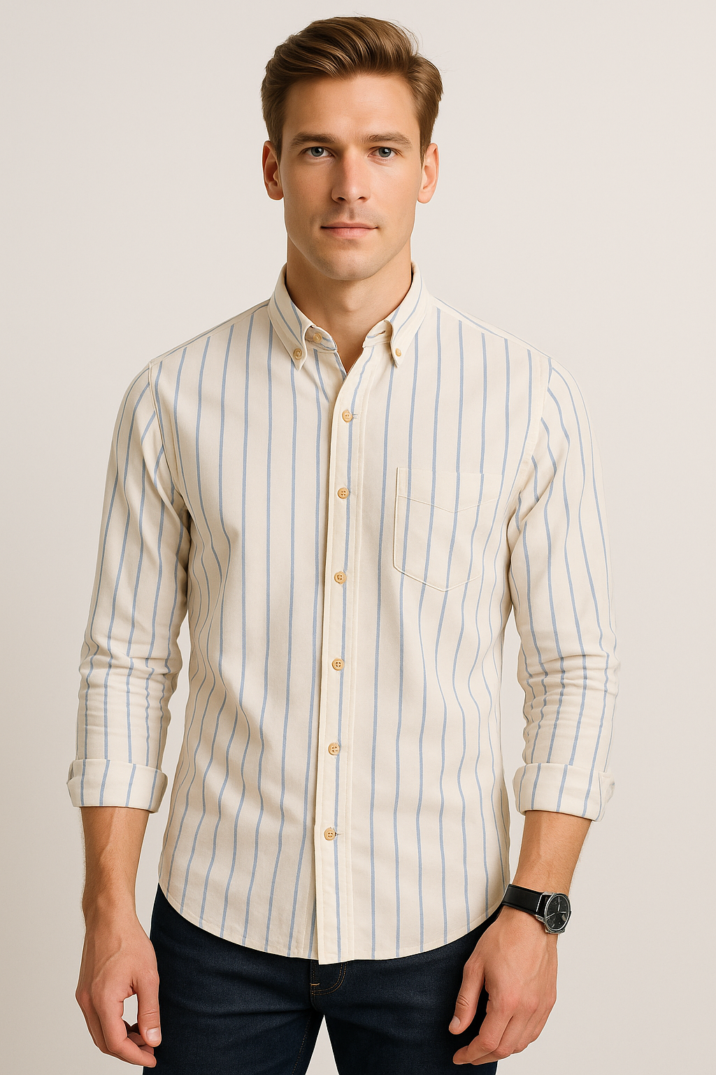 Camisas Para Hombre Regular Fit Oxford B51114 Amarillo