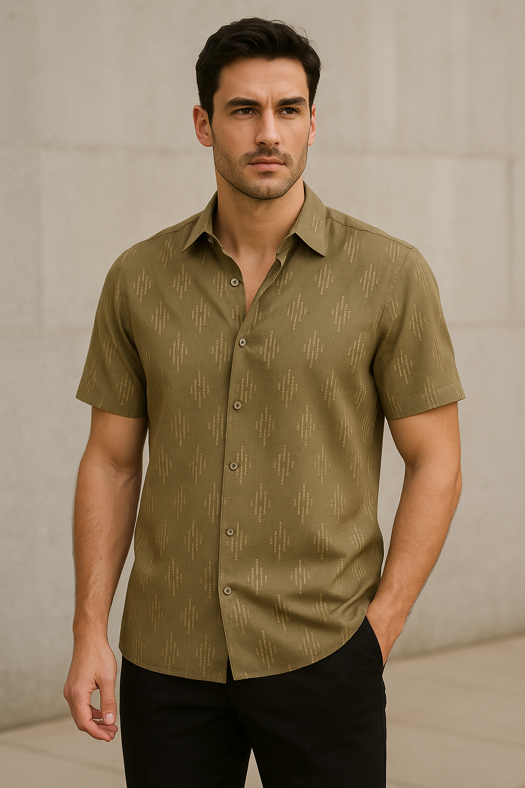 Camisas Para Hombre Estampado 3D B55354 Kaki