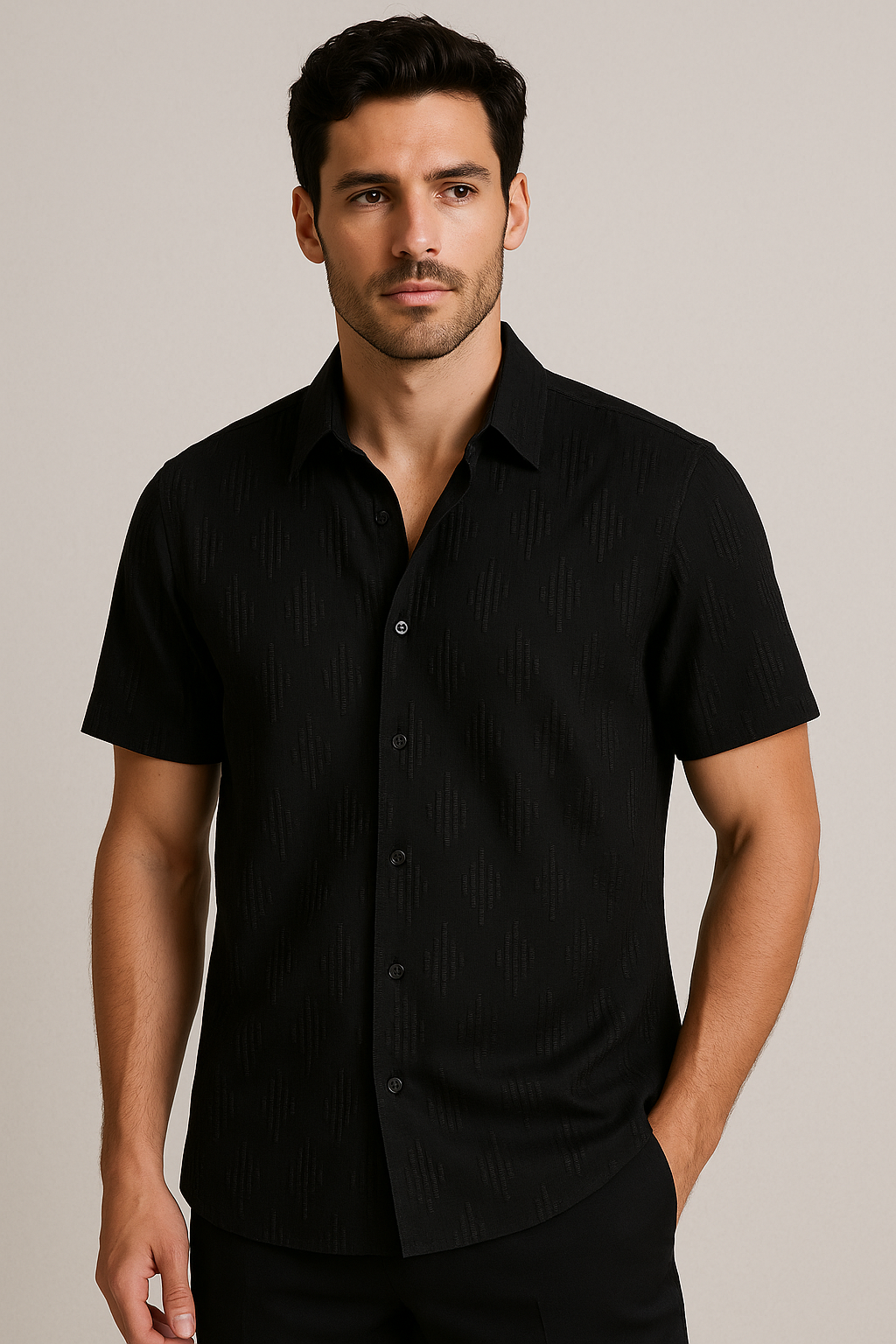 Camisas Para Hombre Estampado 3D B55354 Negro