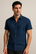 Camisas Para Hombre Textura Jacquard B55355 Marino