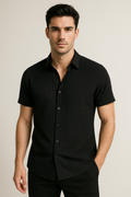 Camisas Para Hombre Textura Jacquard B55355 Negro