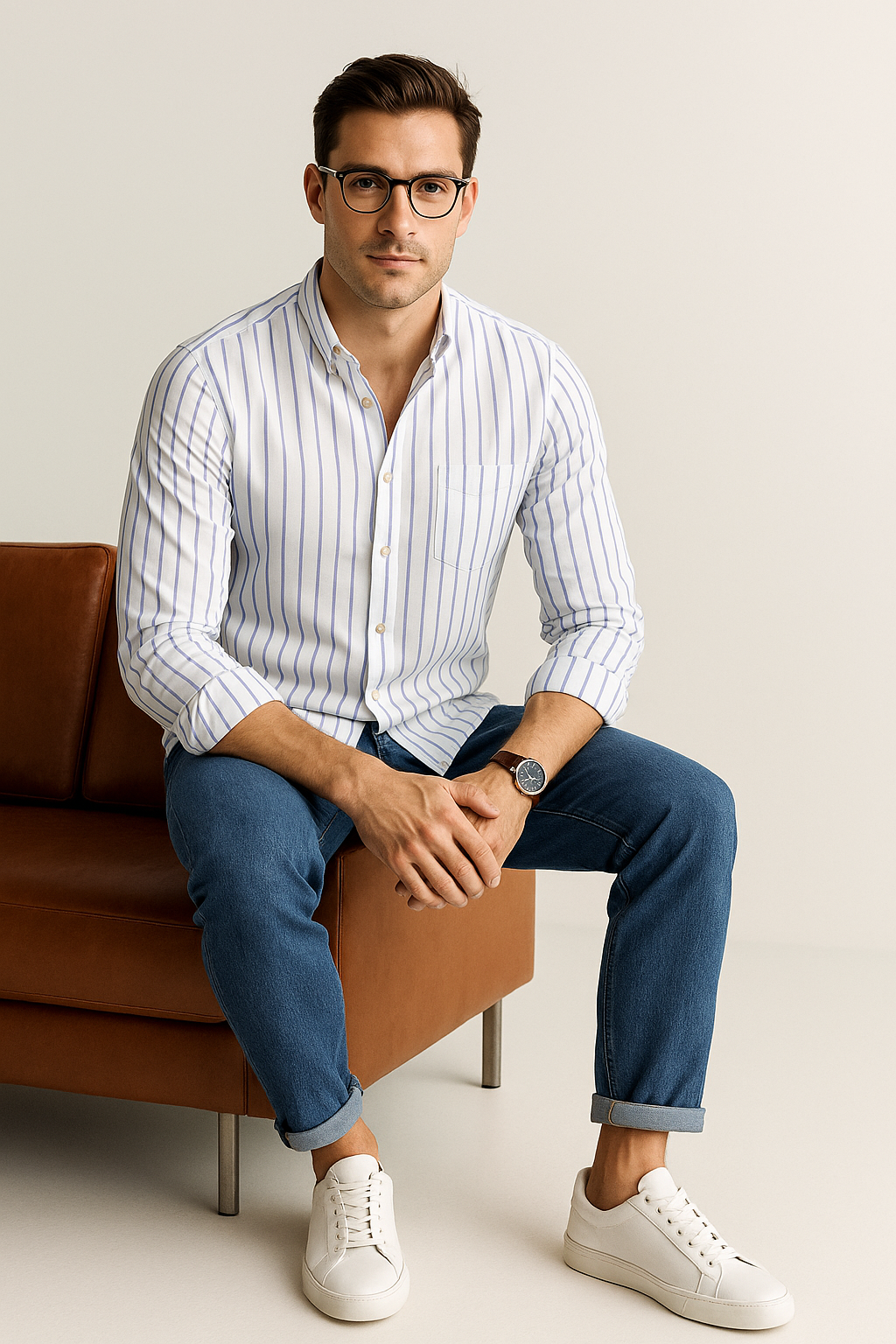 Camisas Para Hombre Regular Fit Oxford B51114 Blanco