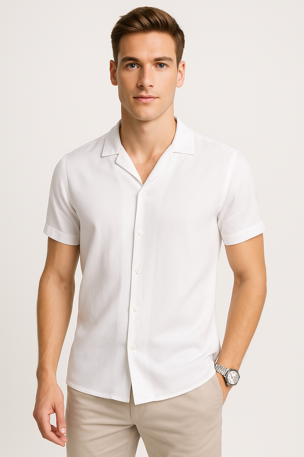 Camisas Para Hombre Relaxed Fit Ligera B51351 Blanco