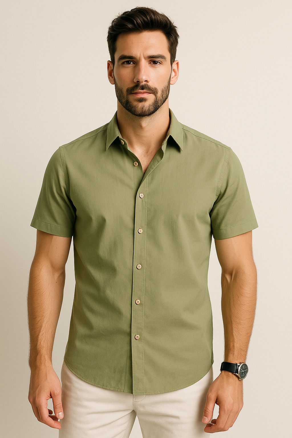 Camisas Para Hombre Regular Fit Recta B51352 Olivo