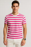 Playeras Para Hombre De Manga Corta Con Estampado De Rayas A41112 Fiusha