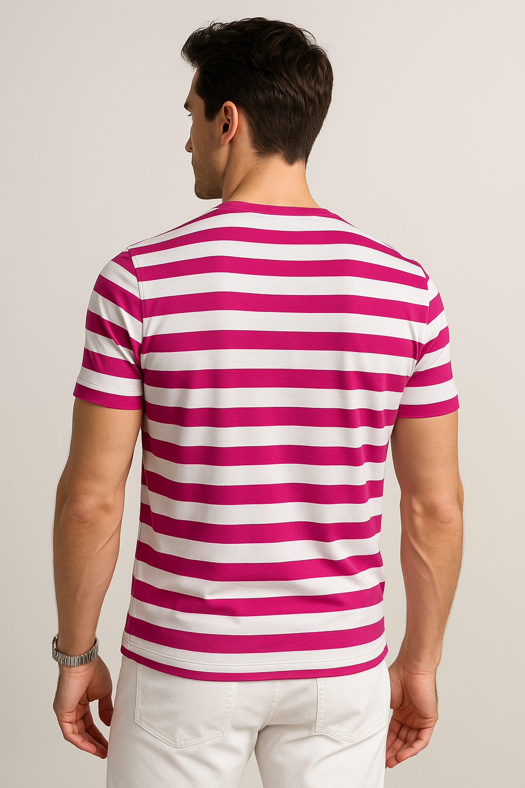 Playeras Para Hombre De Manga Corta Con Estampado De Rayas A41112 Fiusha