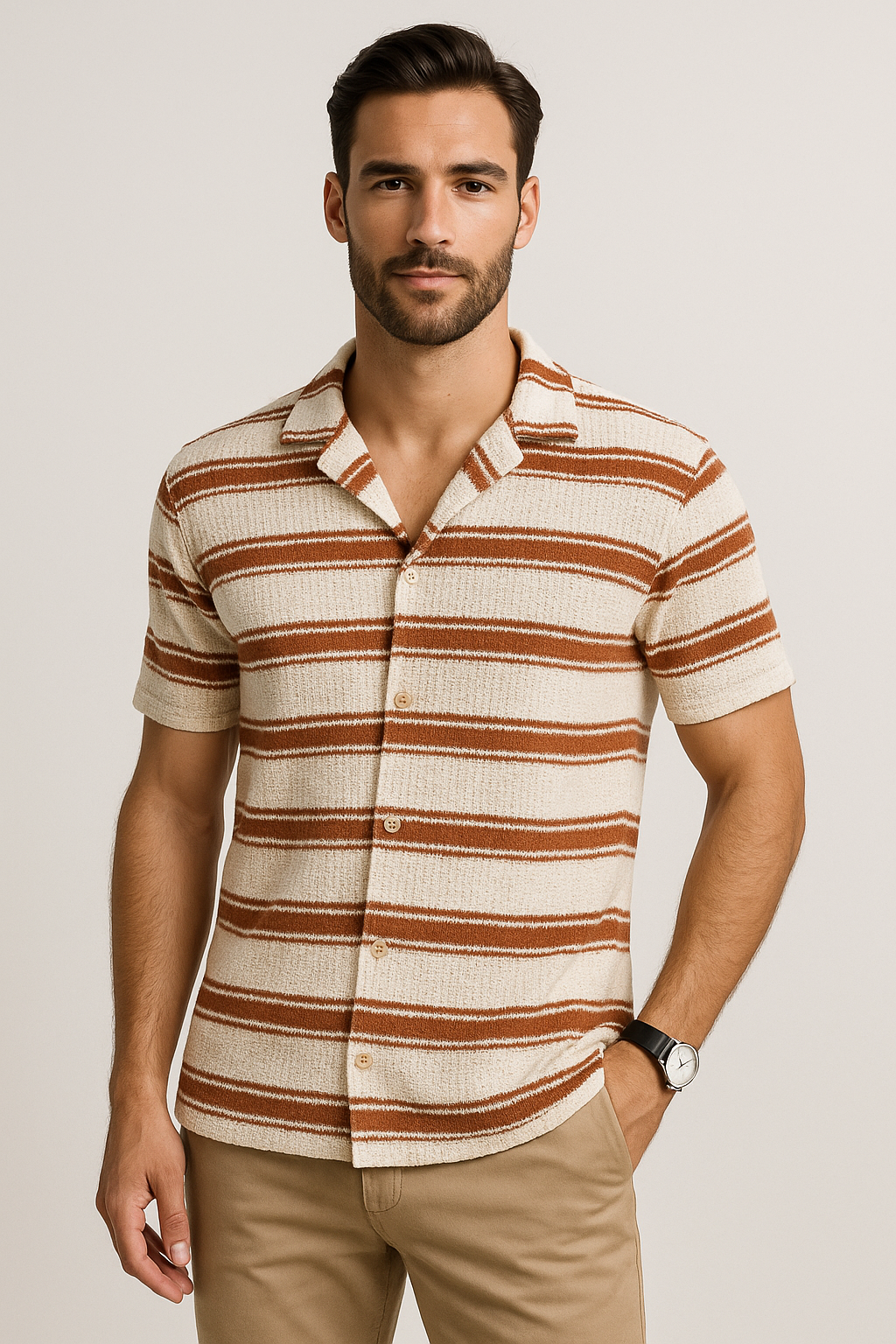 Camisas Para Hombre Crochet Vertical B51369 Rustico