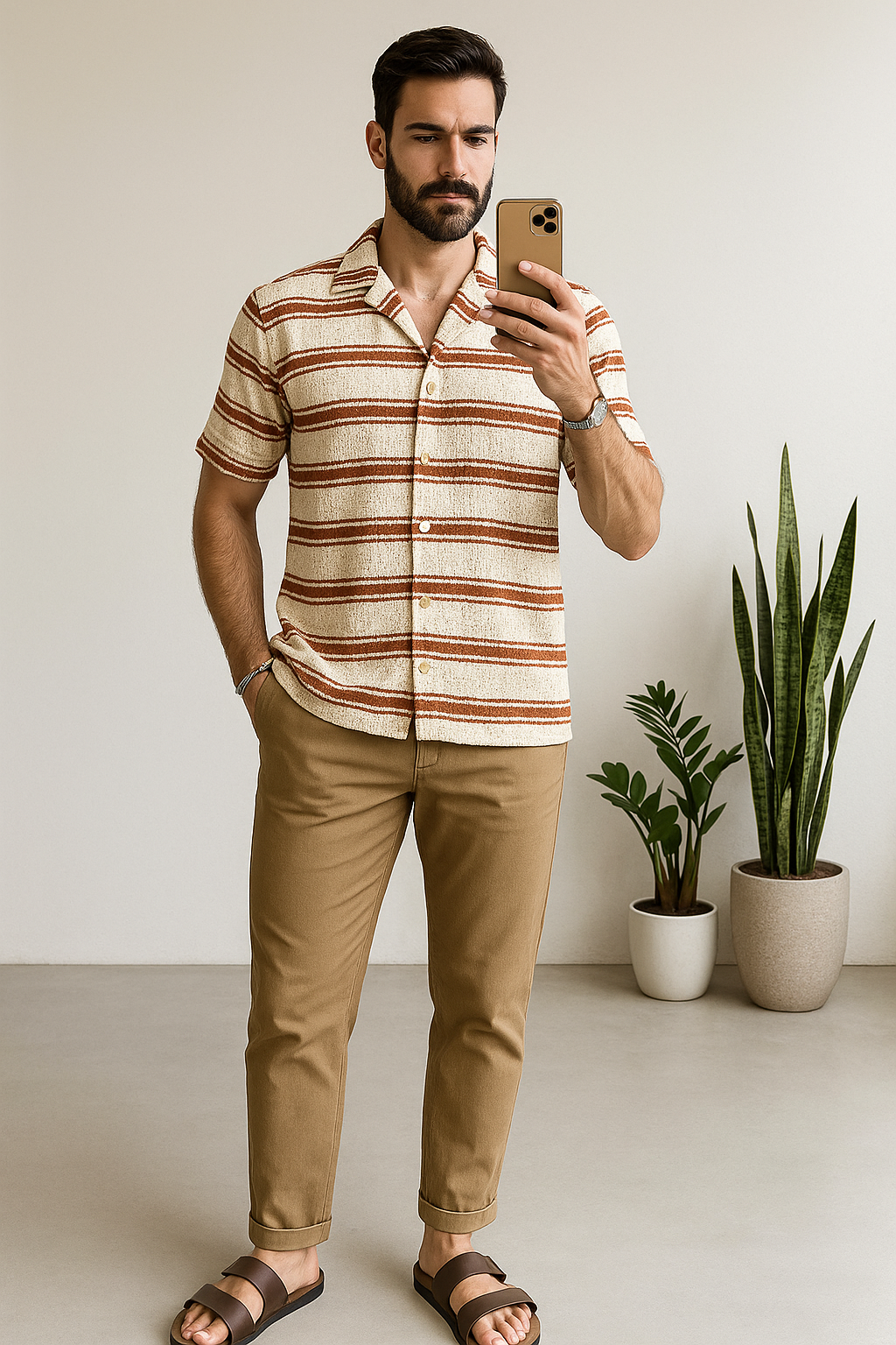 Camisas Para Hombre Crochet Vertical B51369 Rustico