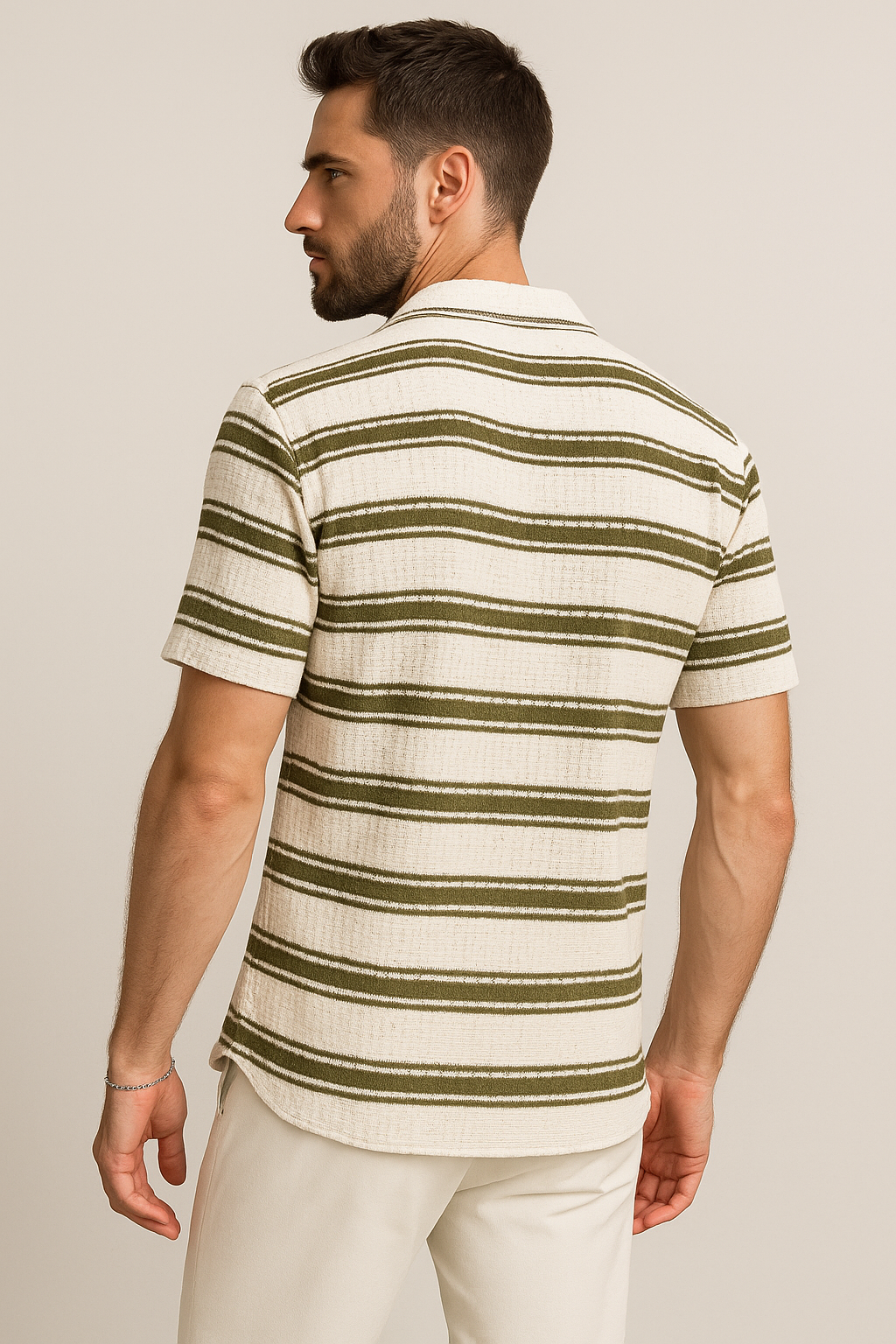 Camisas Para Hombre Crochet Vertical B51369 Olivo