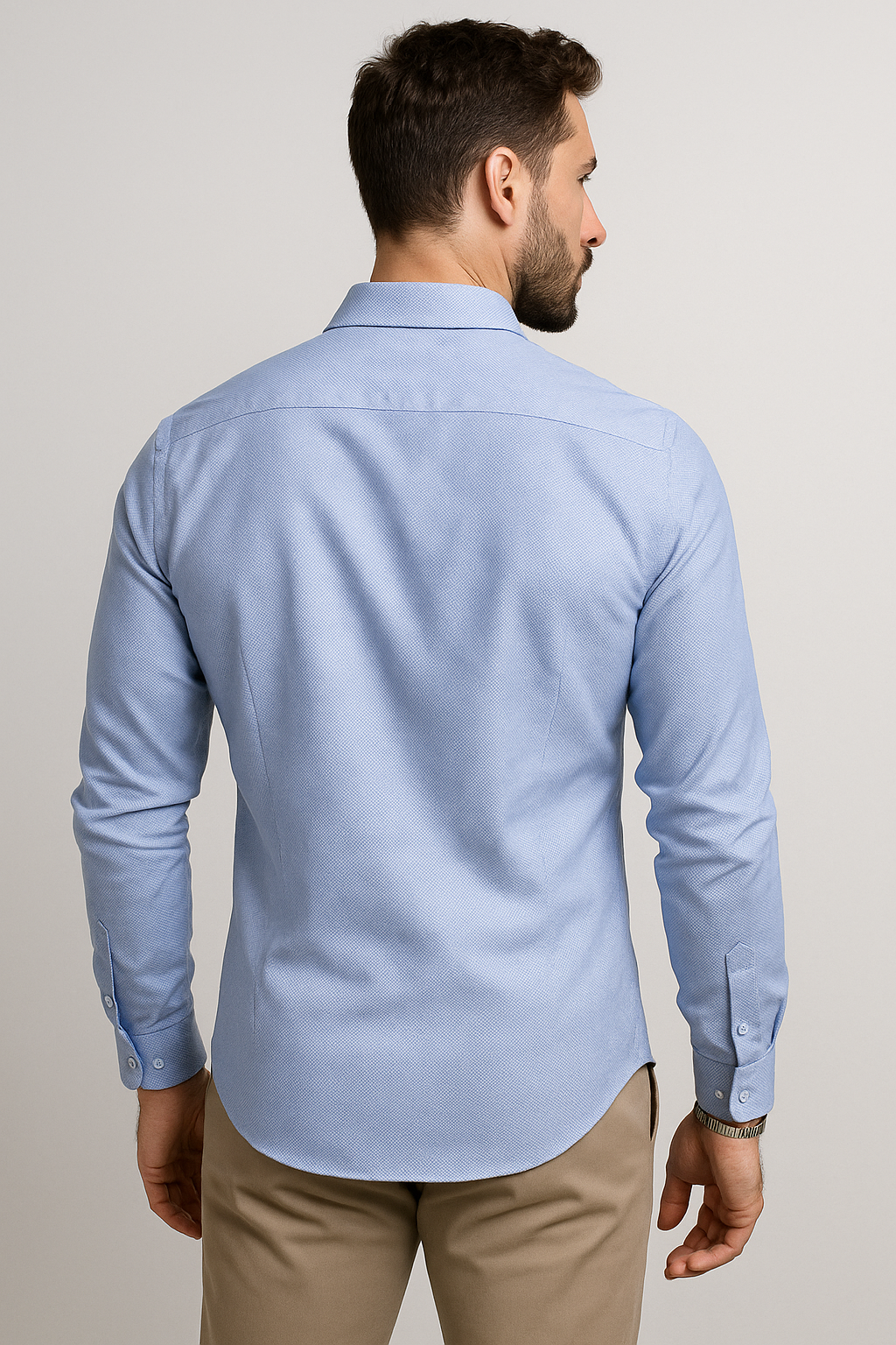 Camisas Para Hombre Regular Fit Stretch B51301 Azul