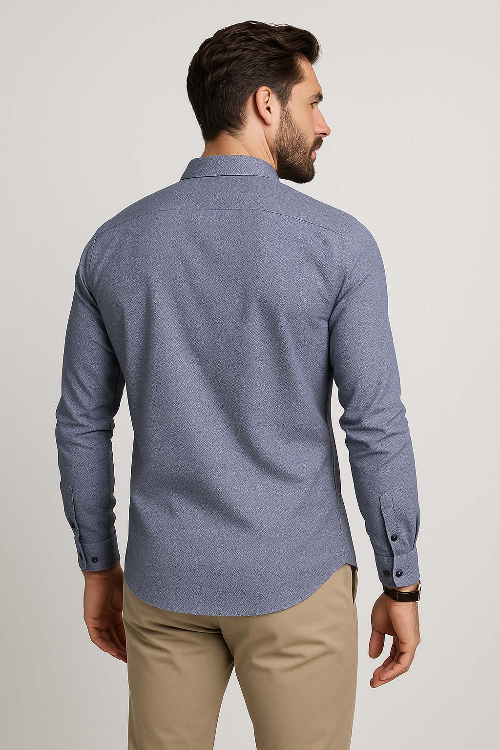 Camisas Para Hombre Regular Fit Stretch B51301 Indigo
