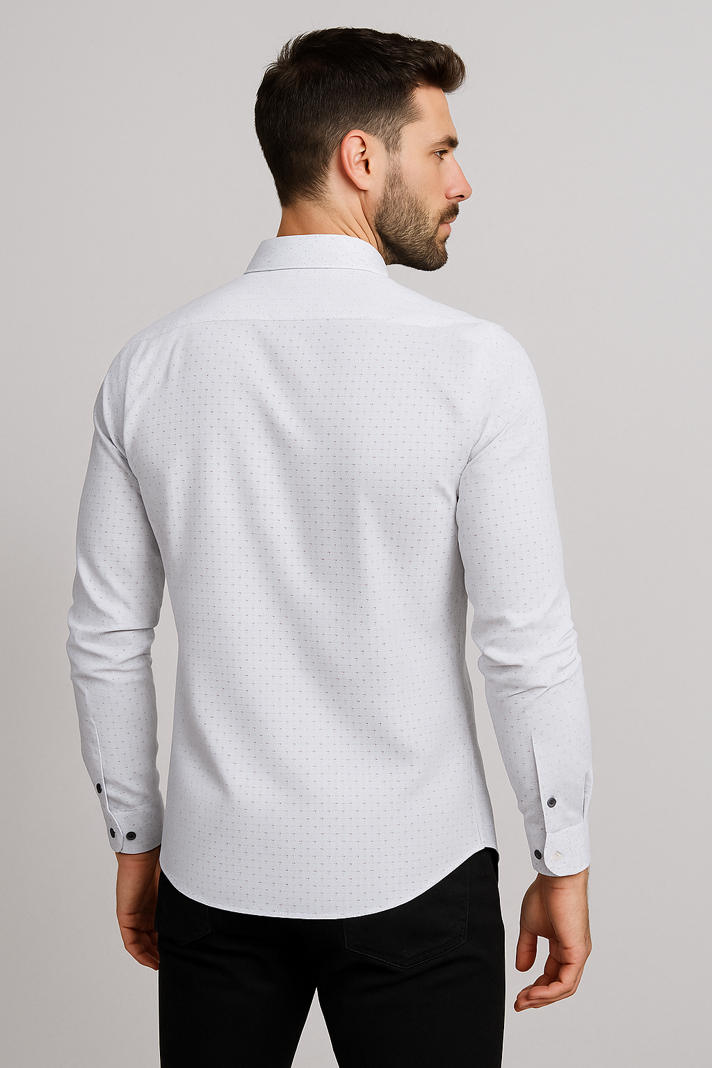 Camisas Para Hombre Slim Fit Microcuadros B51312 Blanco