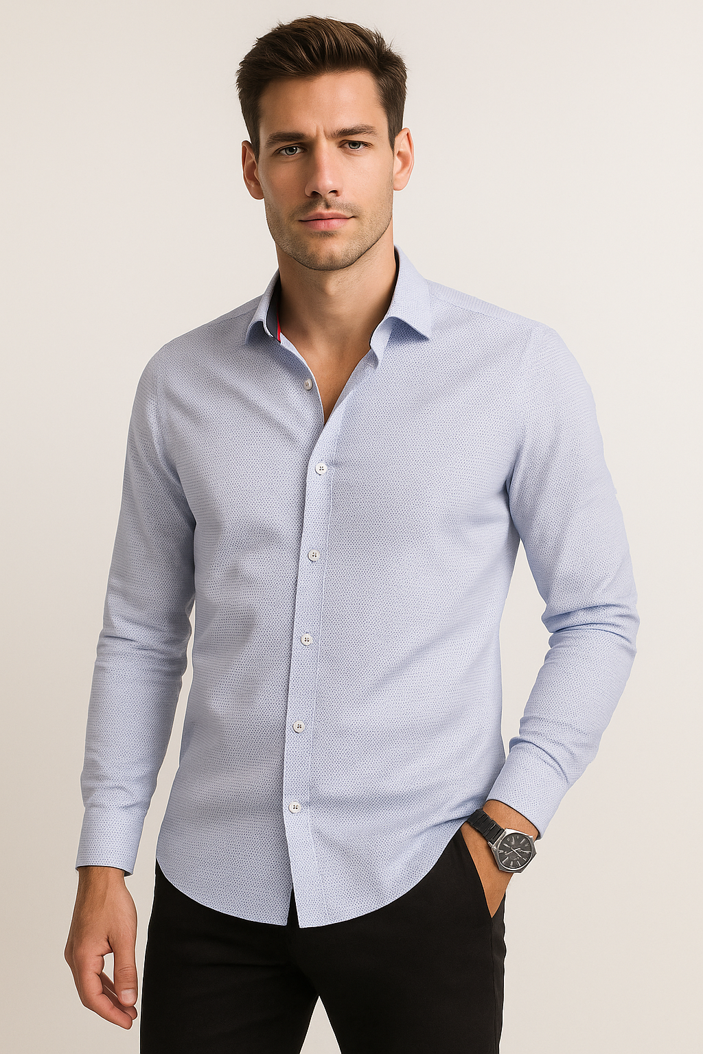 Camisas Para Hombre Slim Fit Textura B51311 5