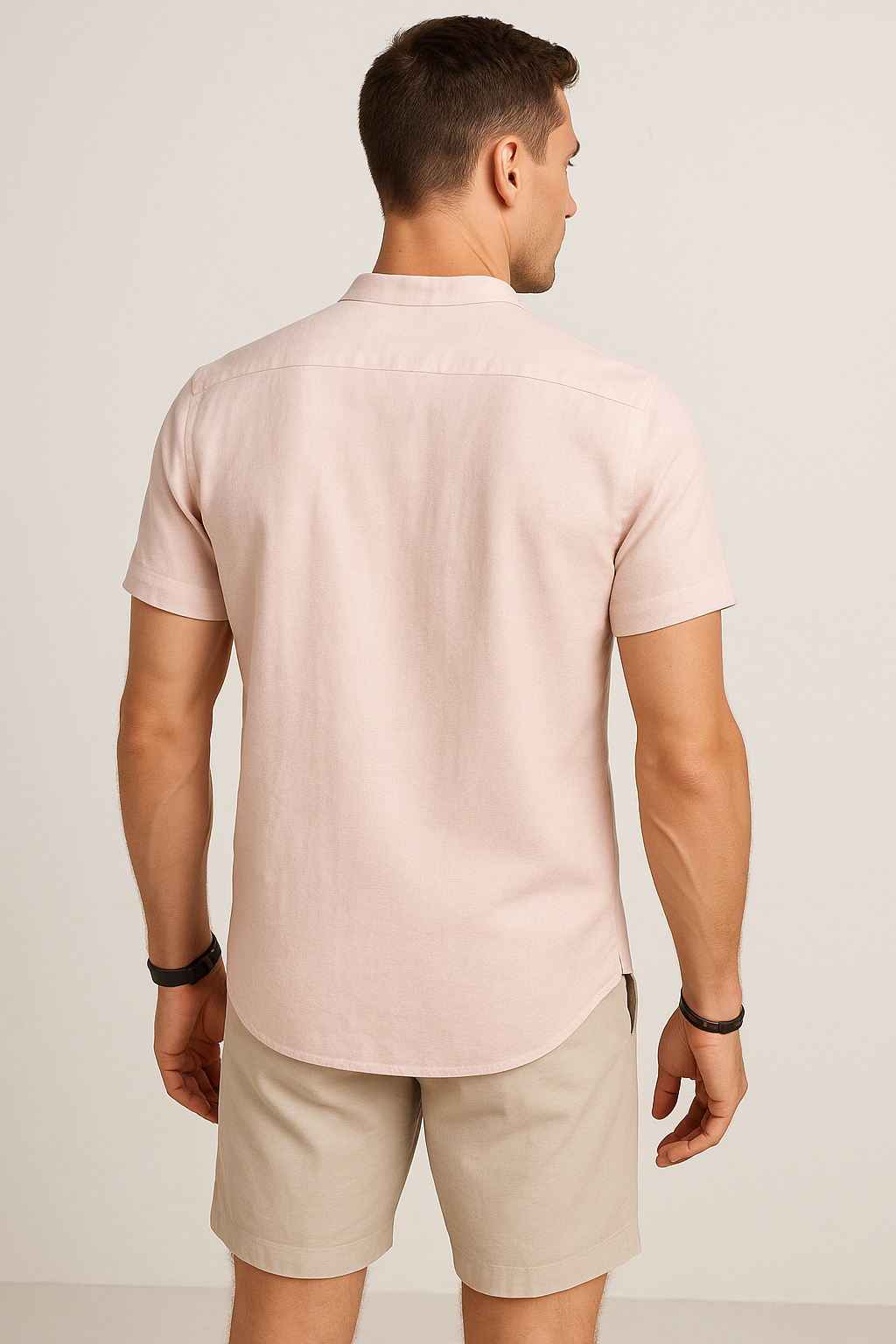 Camisas Para Hombre Relaxed Fit Lino B51373 Rosa Palo