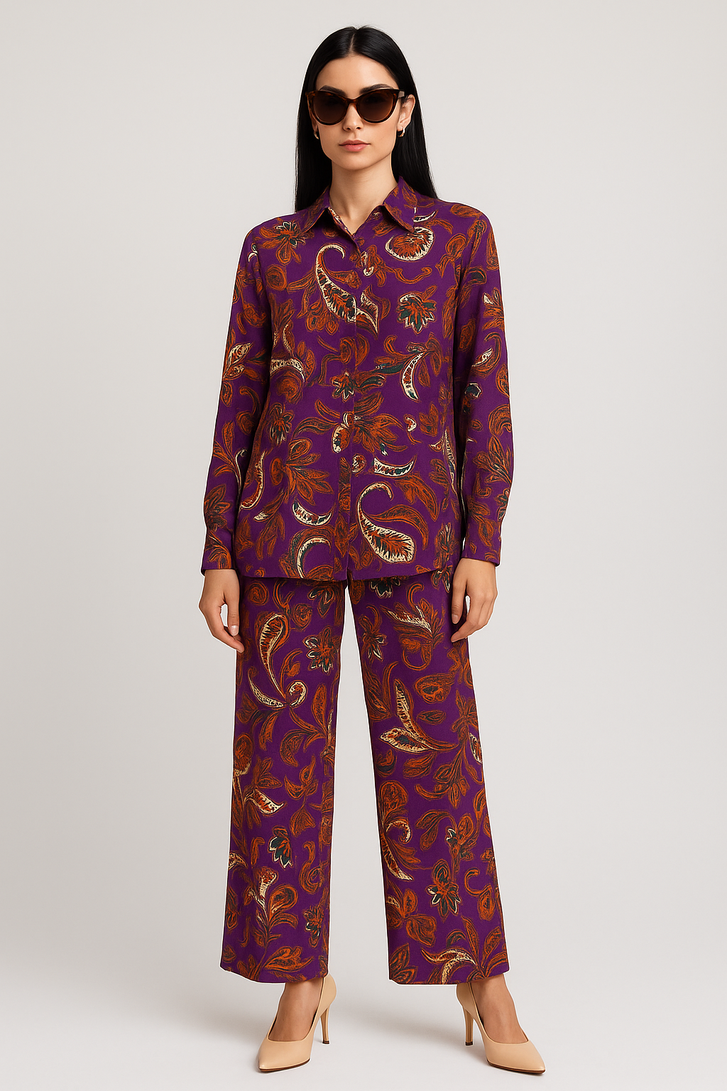 Blusas Para Mujer Camisera Estampada N53103 Morado