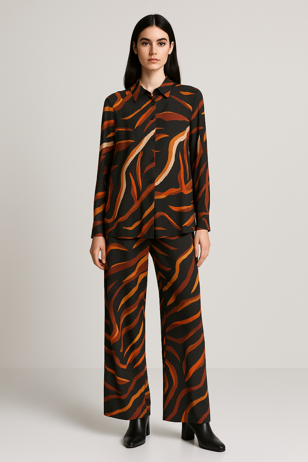 Blusas Para Mujer Camisera Estampada N53103 Negro