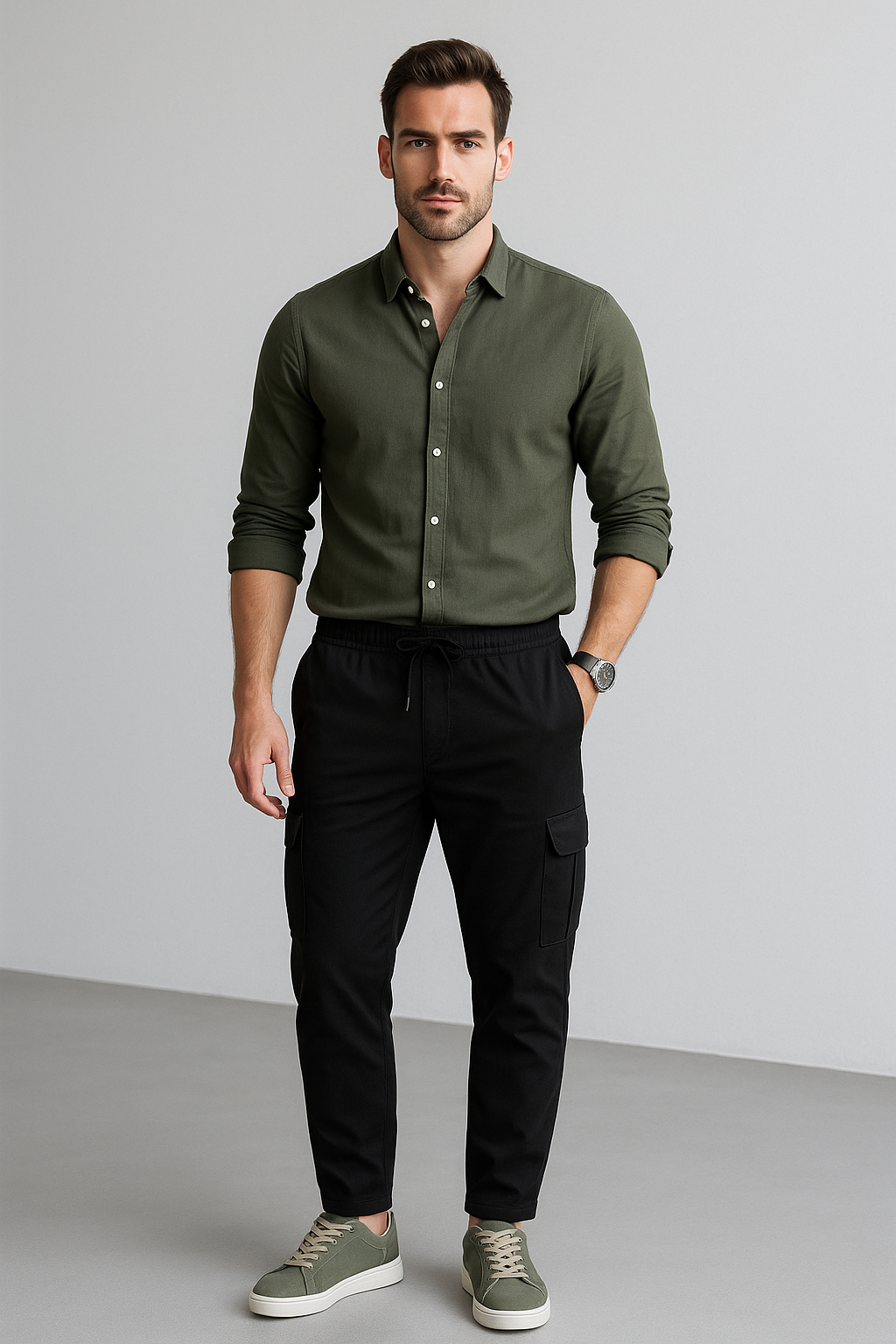 Pantalones Para Hombre Tipo Jogger Stretch G25121 Negro