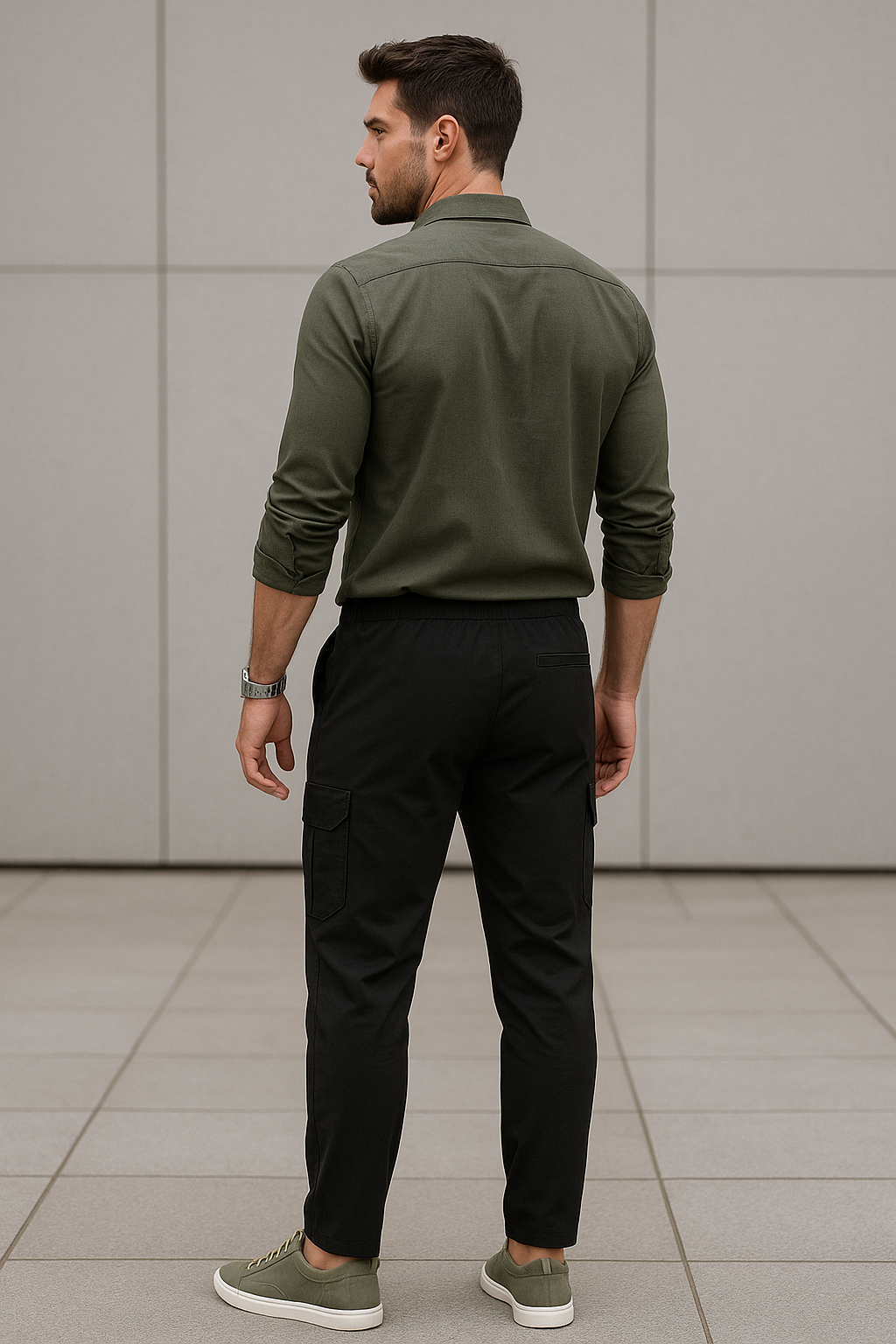 Pantalones Para Hombre Tipo Jogger Stretch G25121 Negro