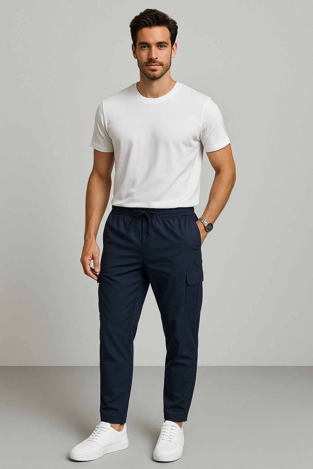Pantalones Para Hombre Tipo Jogger Stretch G25121 Marino
