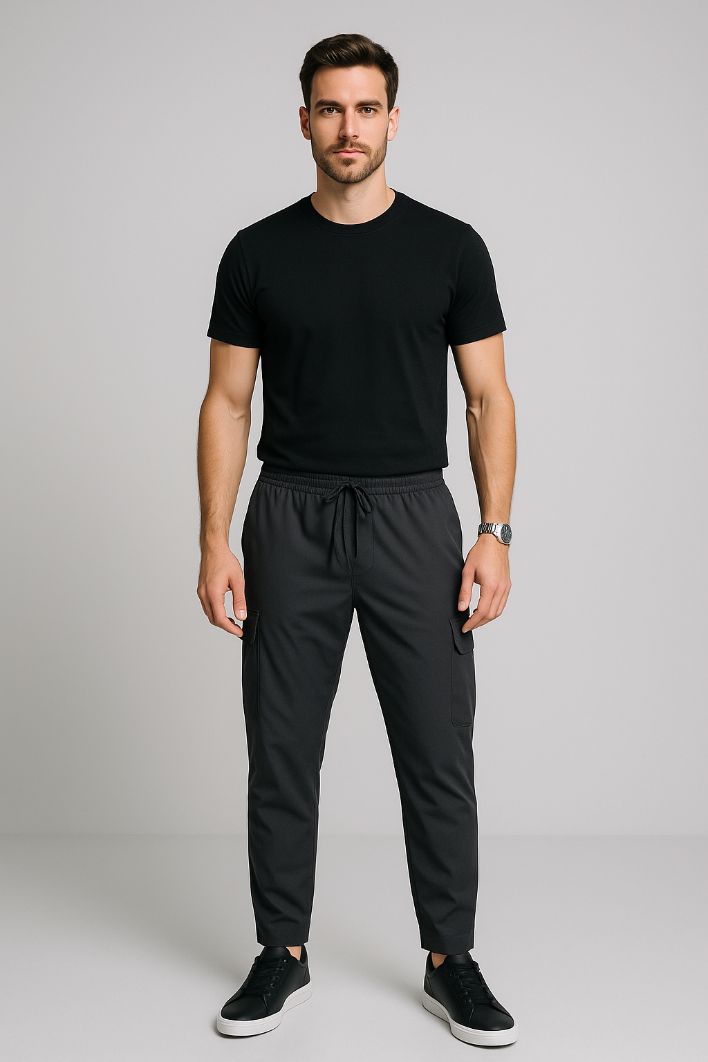 Pantalones Para Hombre Tipo Jogger Stretch G25121 Gris