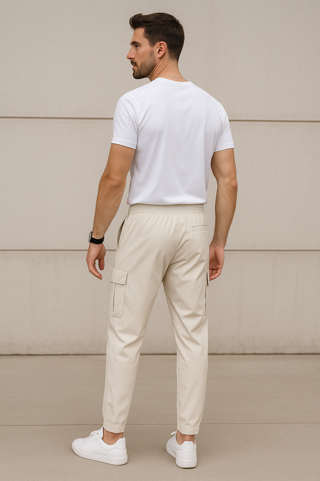 Pantalones Para Hombre Tipo Jogger Stretch G25121 Beige