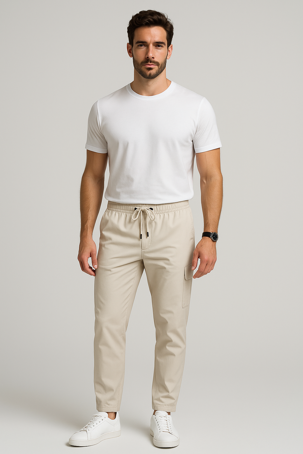 Pantalones Para Hombre Tipo Jogger Stretch G25121 Beige
