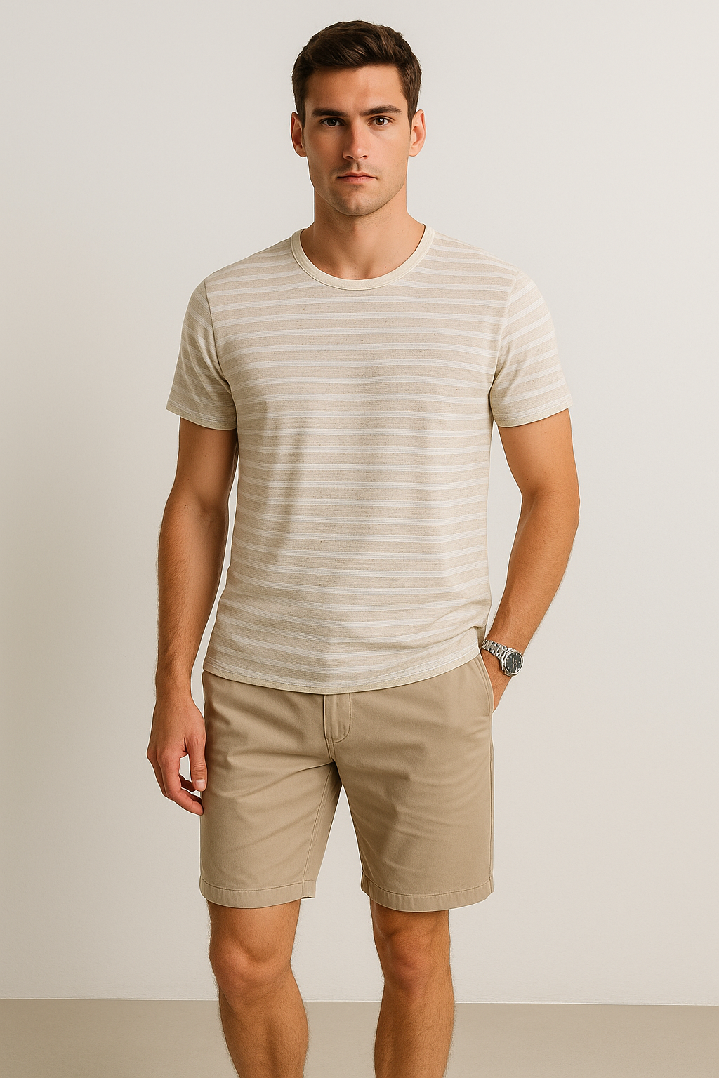 Playeras Para Hombre Comoda Ligera A51306 Beige