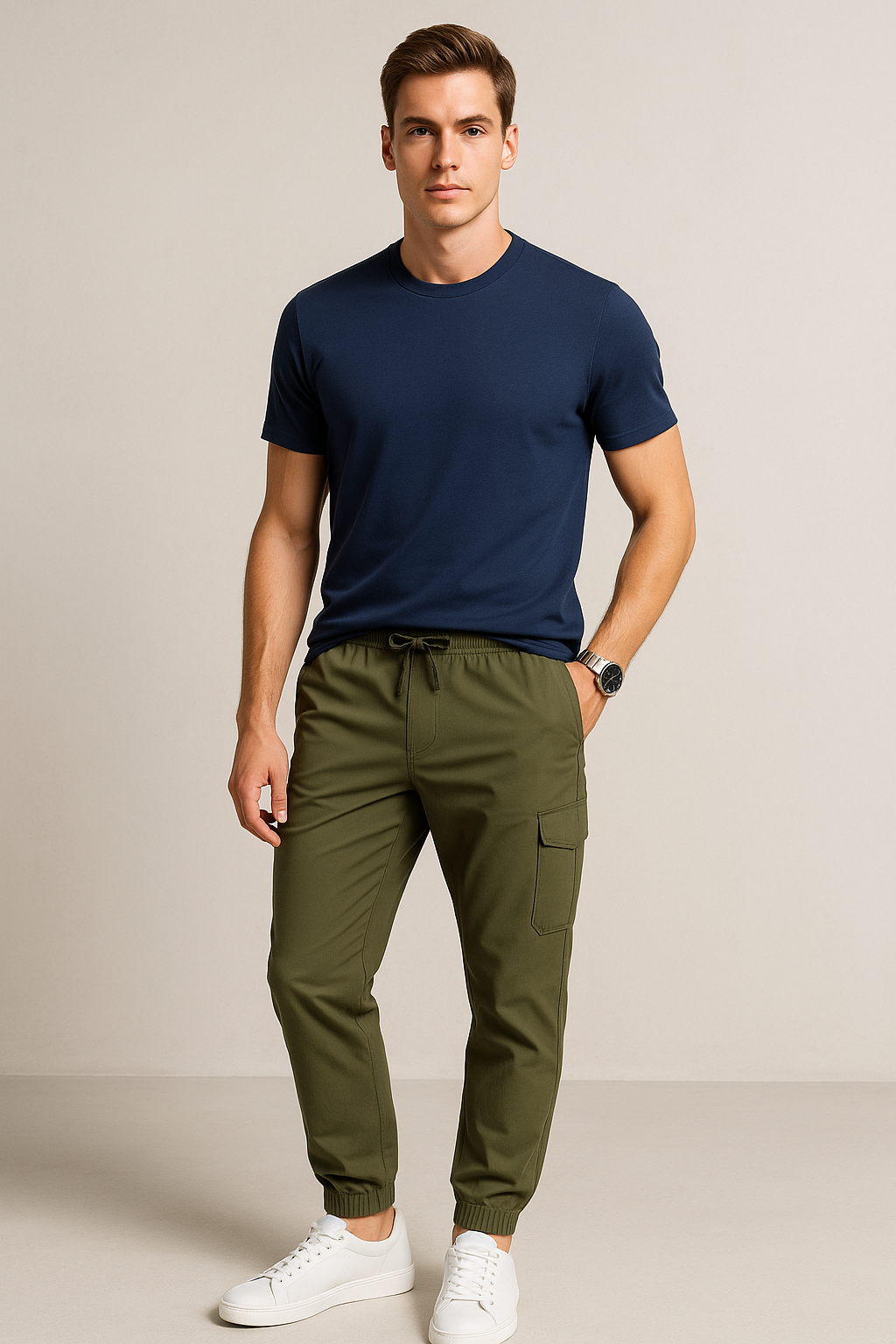 Playeras Para Hombre Con Textura Slim A55301 Marino