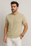 Playeras Para Hombre Jacquard Spandex A55303 Kaki