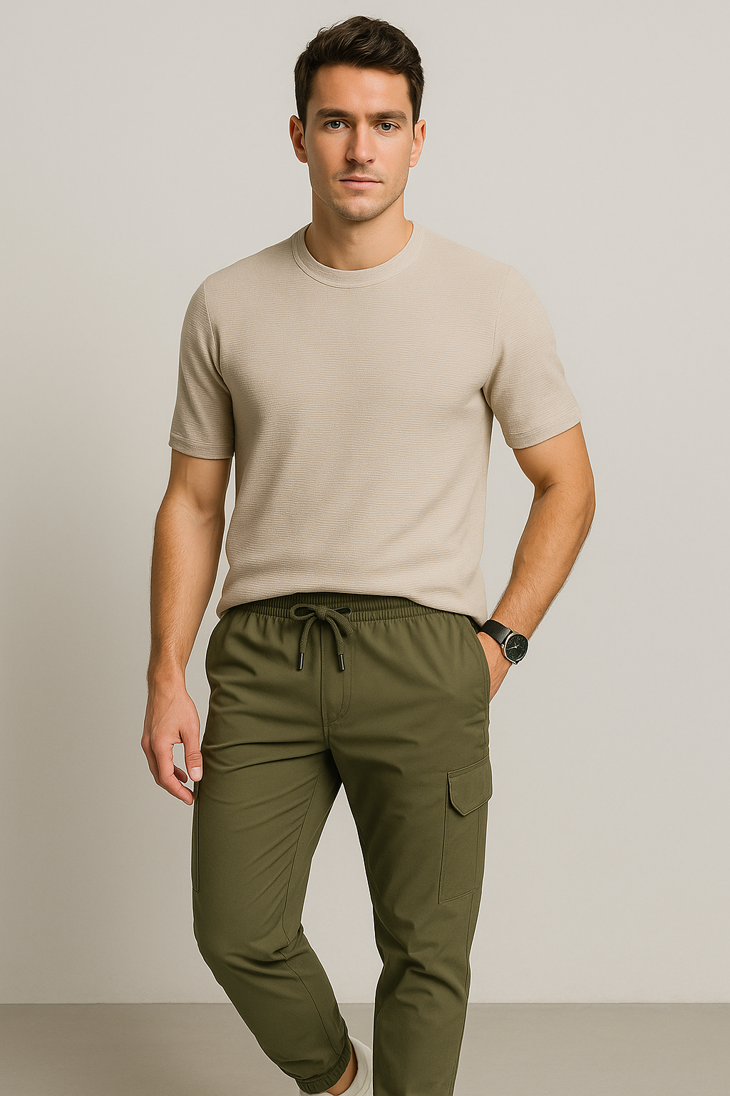 Playeras Para Hombre Manga Corta Textura A55304 Arena