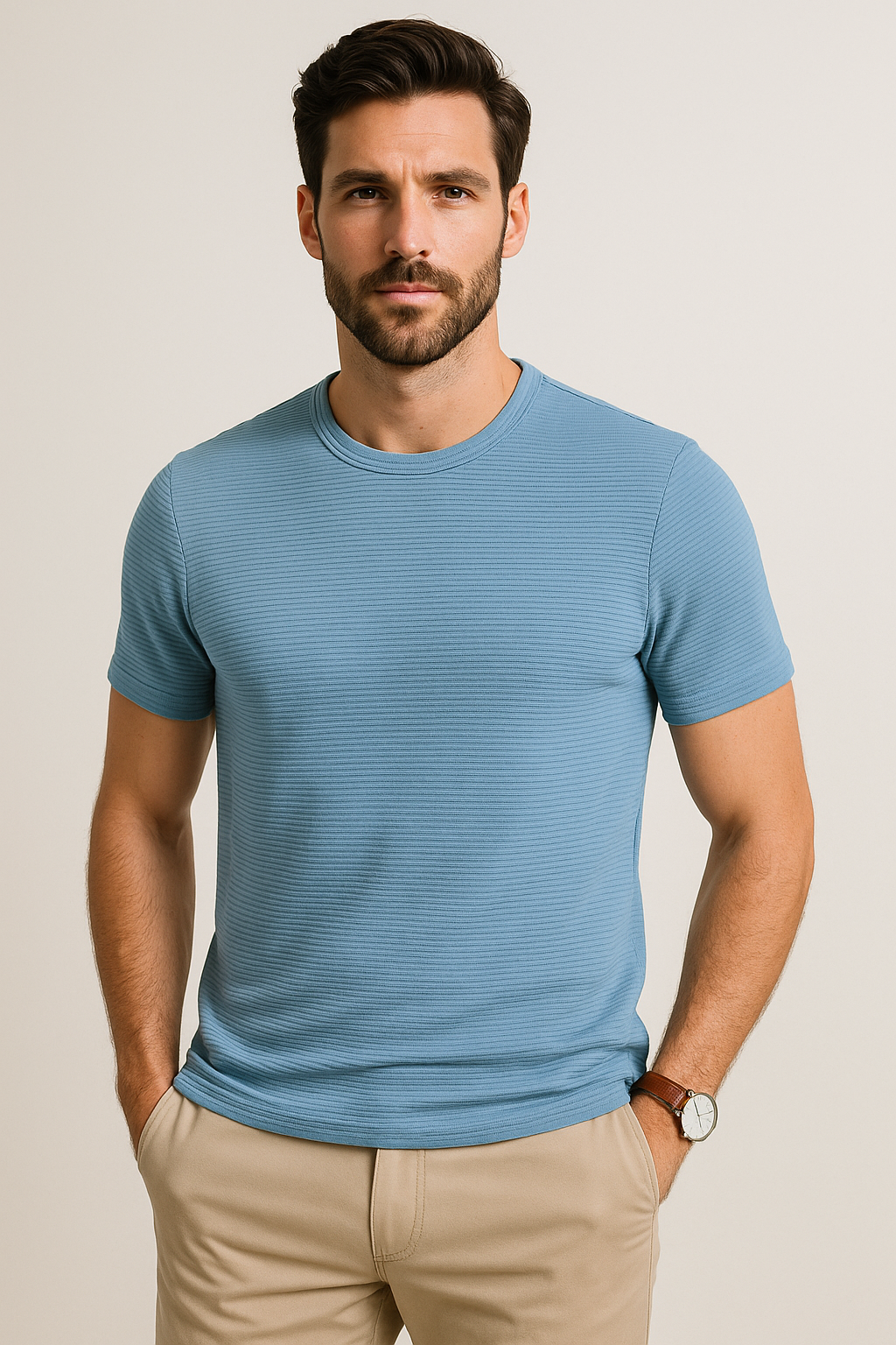 Playeras Para Hombre Con Bordones A55307 Azul