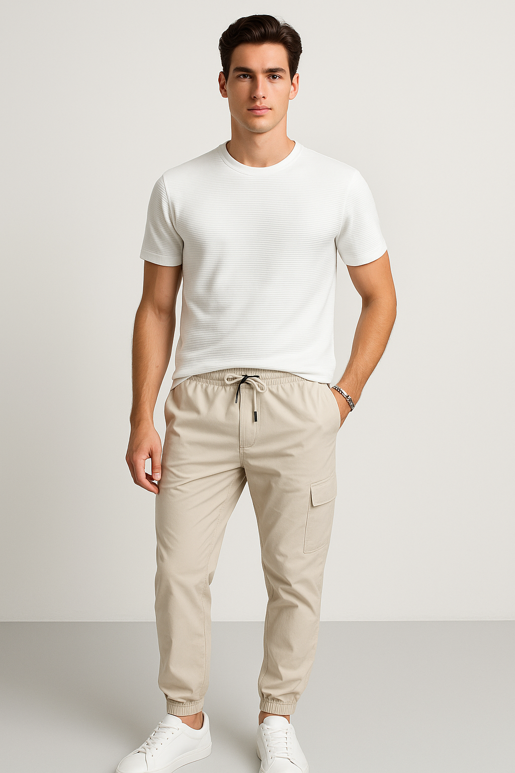 Playeras Para Hombre Con Bordones A55307 Hueso