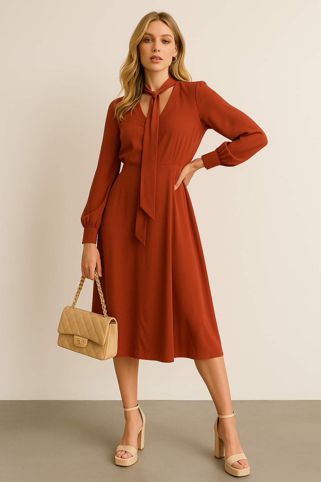 Vestidos Para Mujer Largo Con Lazo Para Cuello S53116 Chedron