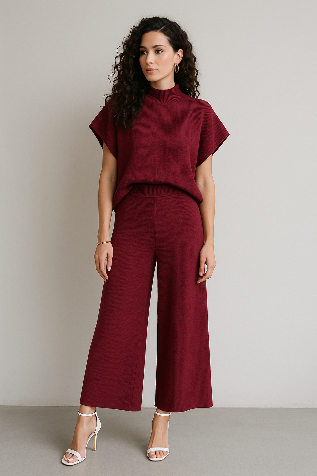 Sets Para Mujer Tejido 2 Pz De Blusa Y Pantalón O53203 Vino