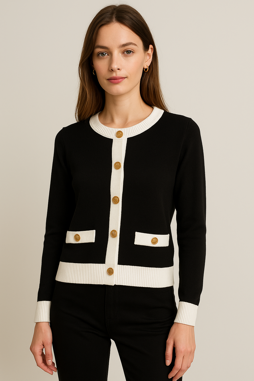 Suéteres Para Mujer Tejido Con Botones O53207 Negro