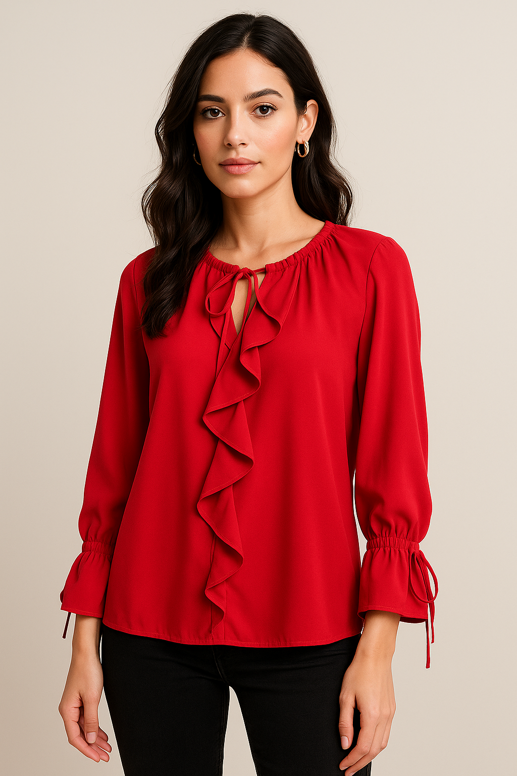 Blusas Para Mujer Lisa Bohemia Con Olanes N53123 Rojo