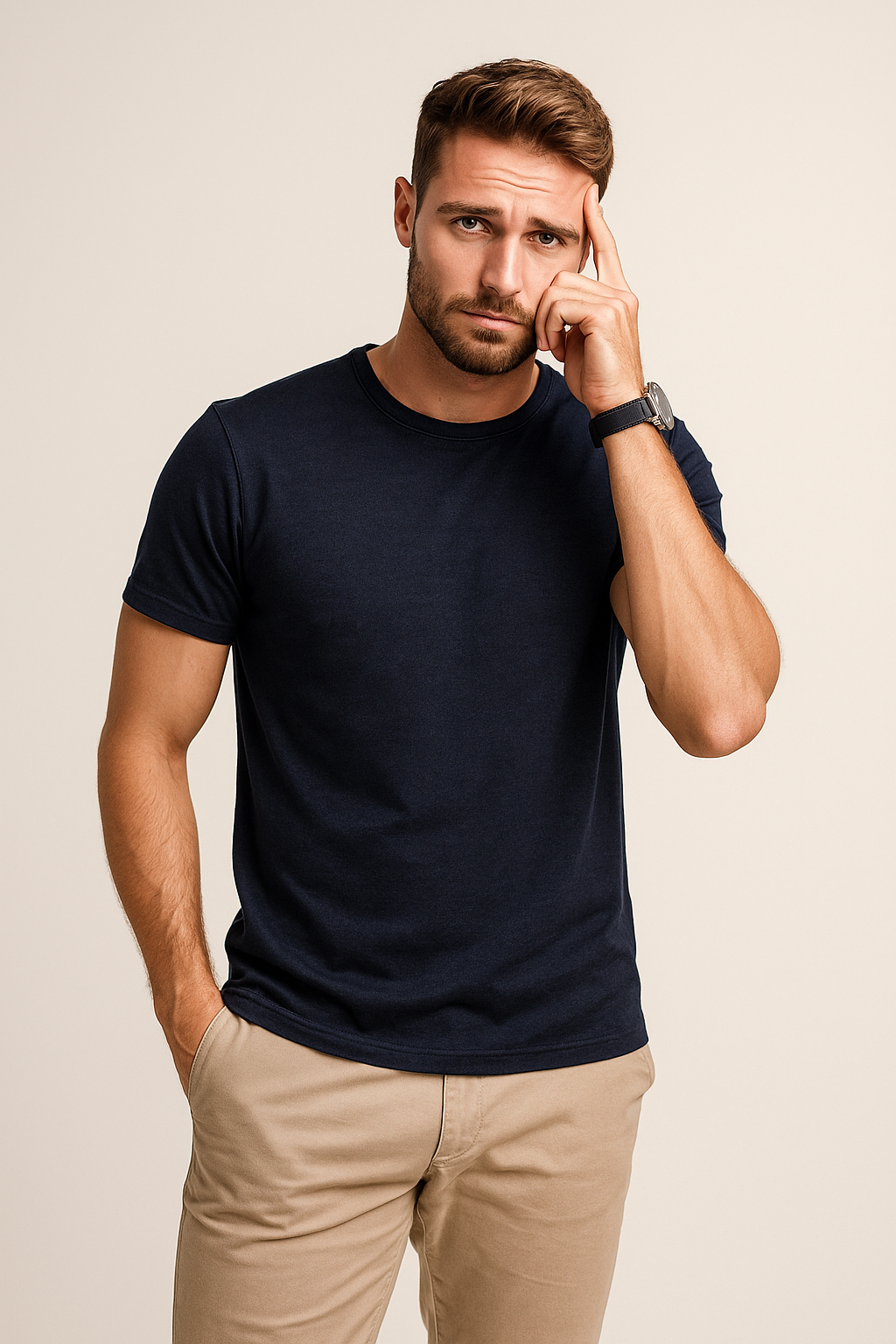 Playeras Para Hombre Cuello Redondo Basica APCR Marino