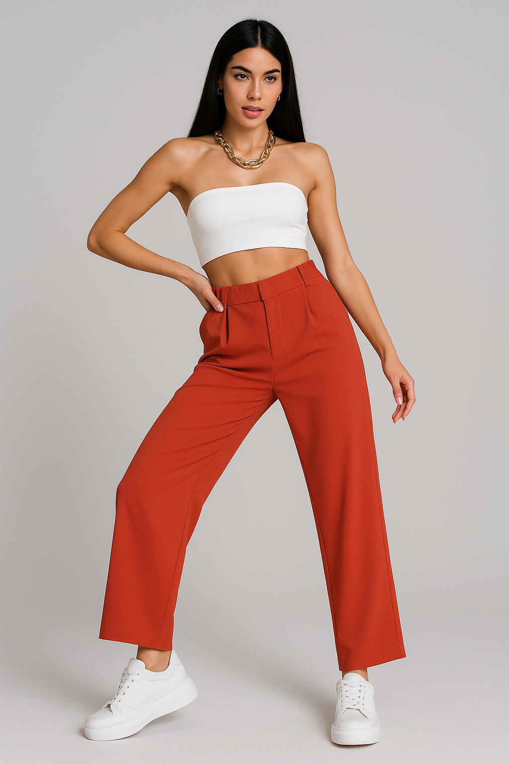Pantalones Para Mujer Liso Basico con Pinzas W53100 Chedron