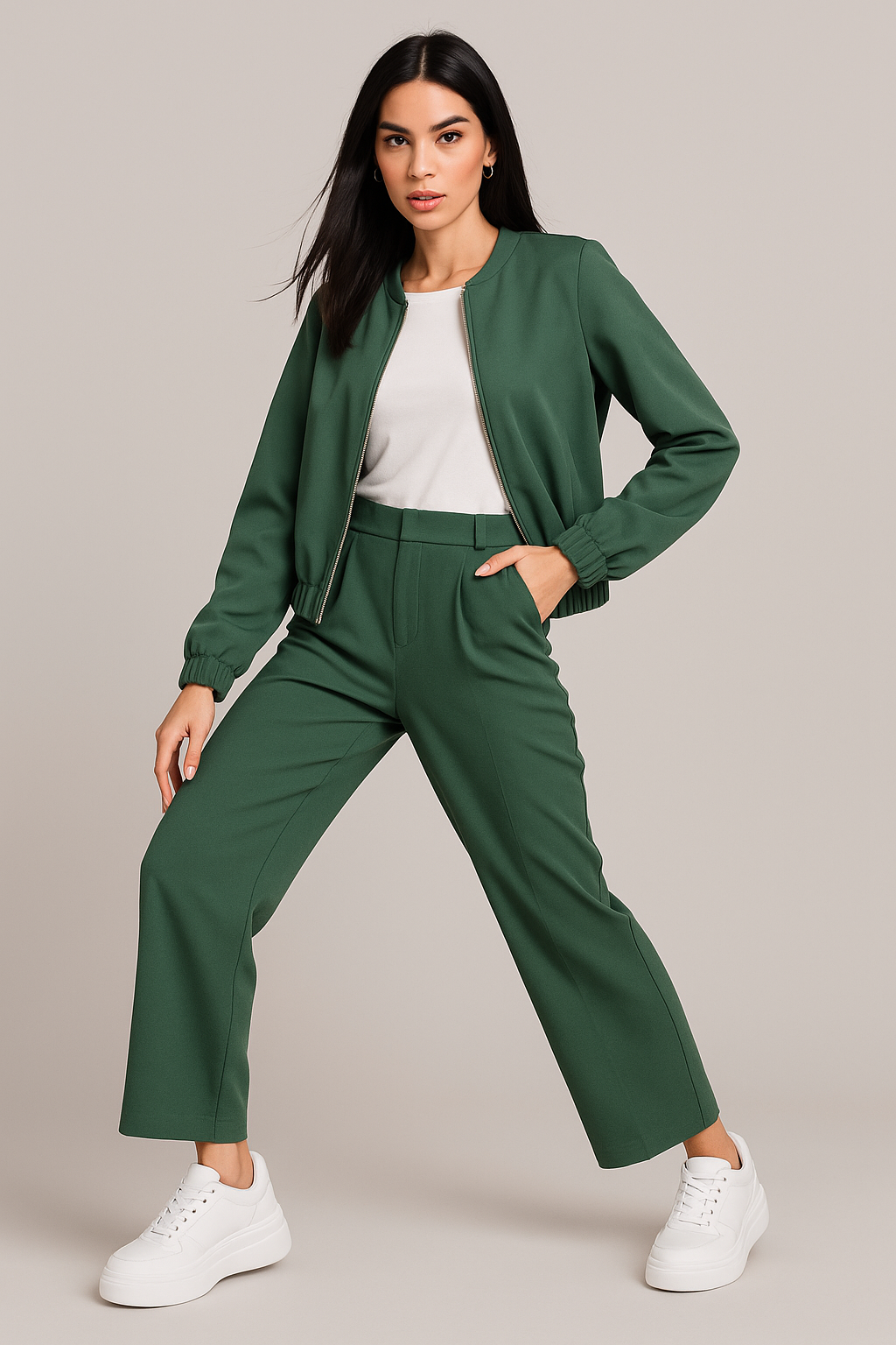 Chamarras Para Mujer Bomber Jacket Corta Q53100 Verde