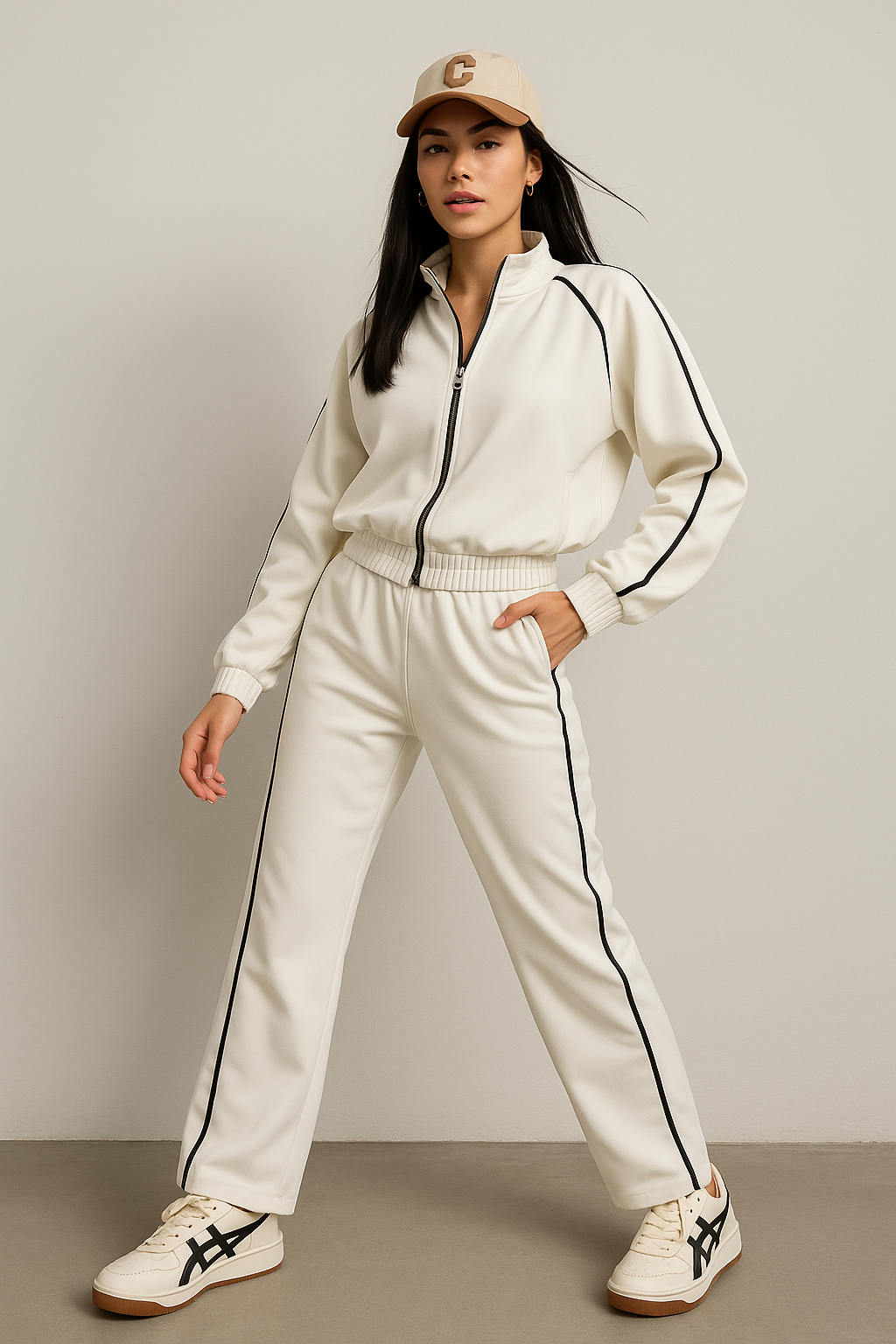 Chamarras Para Mujer Bomber Jacket Con Bies Q53104 Hueso