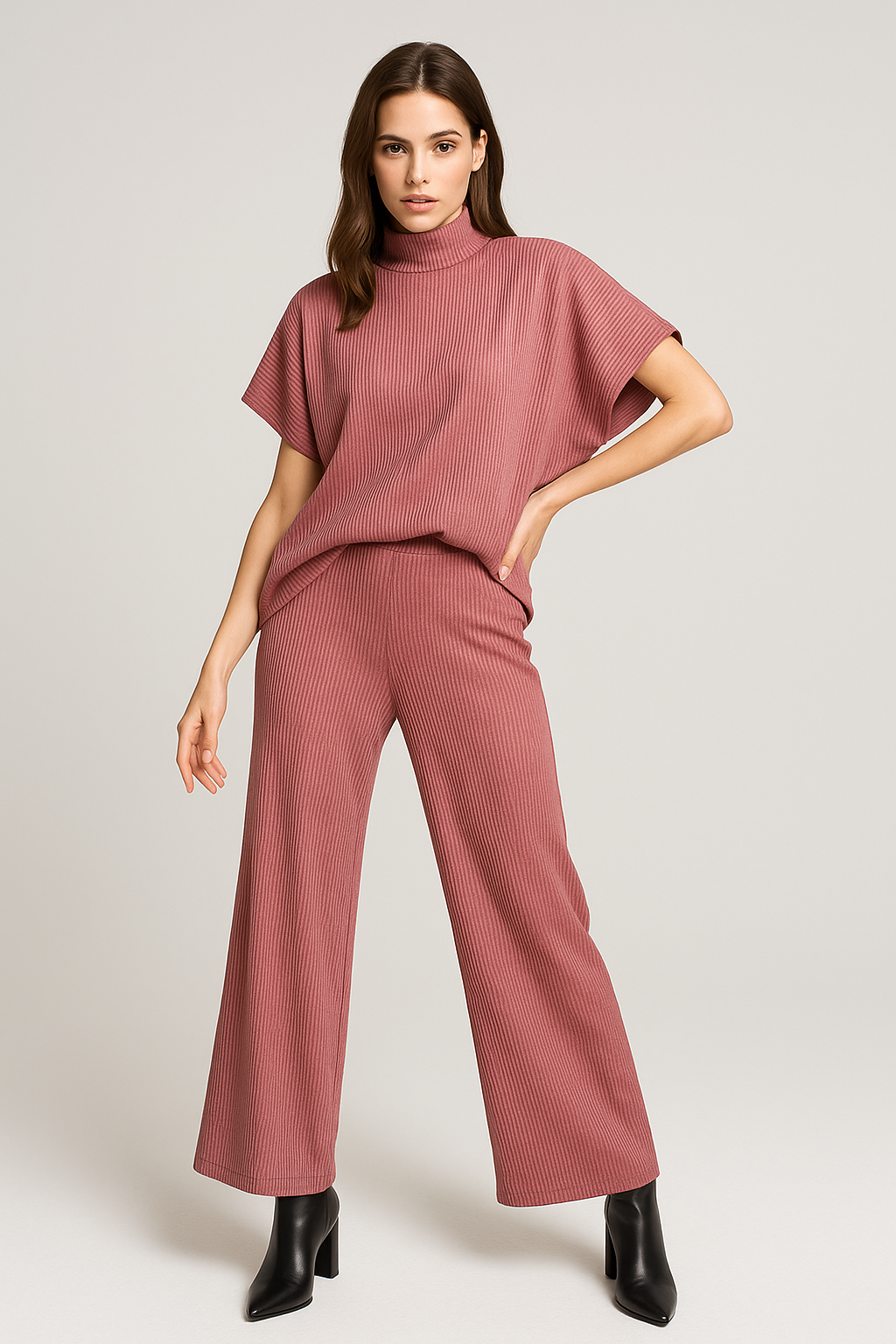 Blusas Para Mujer Amplia De Canal Cuello Alto N53132 Mauve