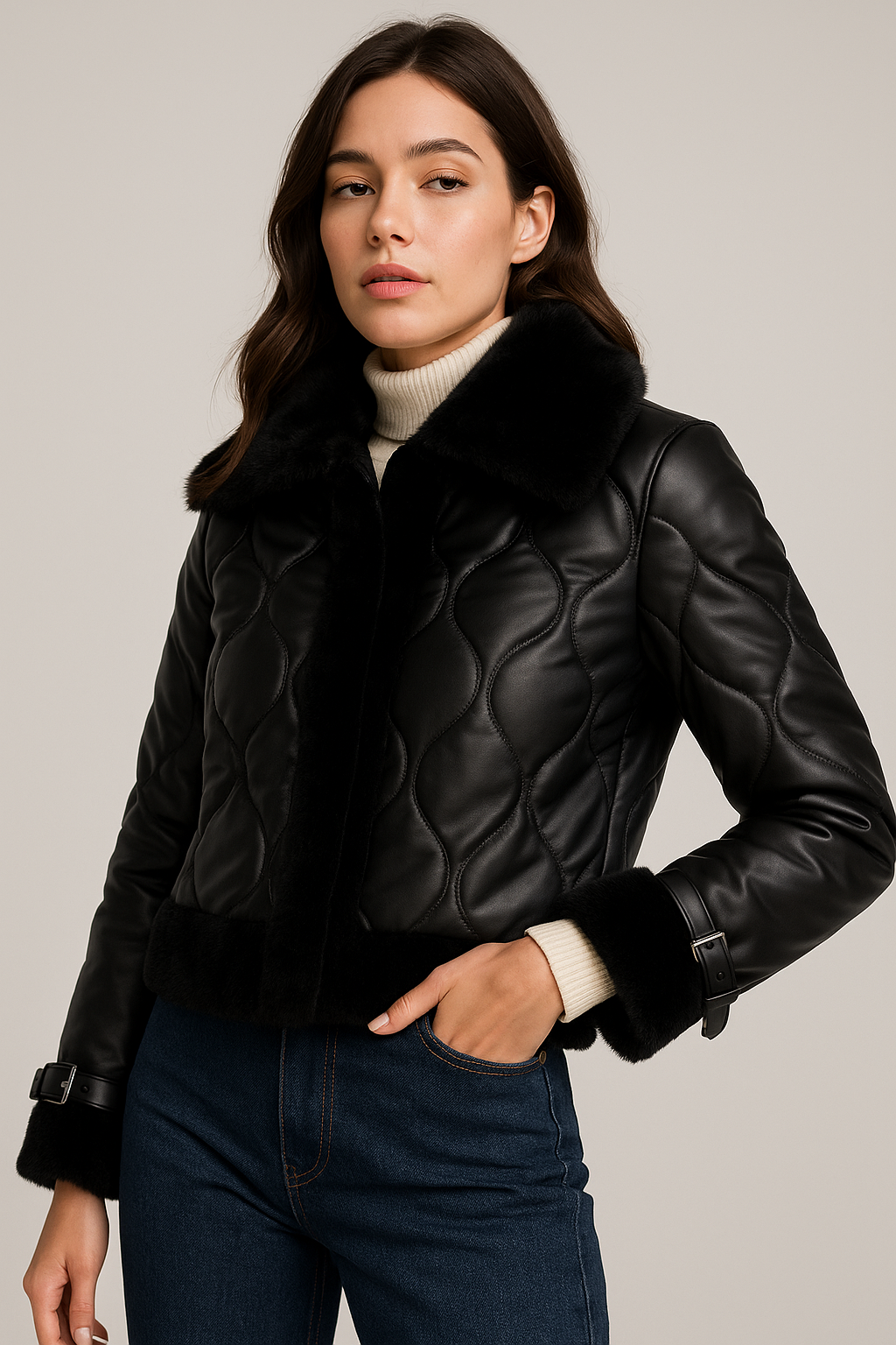 Chamarras Para Mujer Acolchada Con Peluche Q43203 Negro