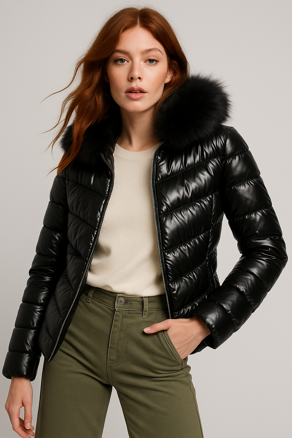 Chamarras Para Mujer Brillo Suave Acolchada Con Peluche Q43205 Negro