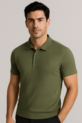 Playeras Polo Para Hombre Premium Con Textura A55405 Olivo