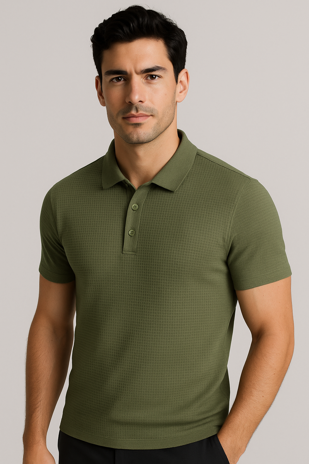 Playeras Polo Para Hombre Premium Con Textura A55405 Olivo