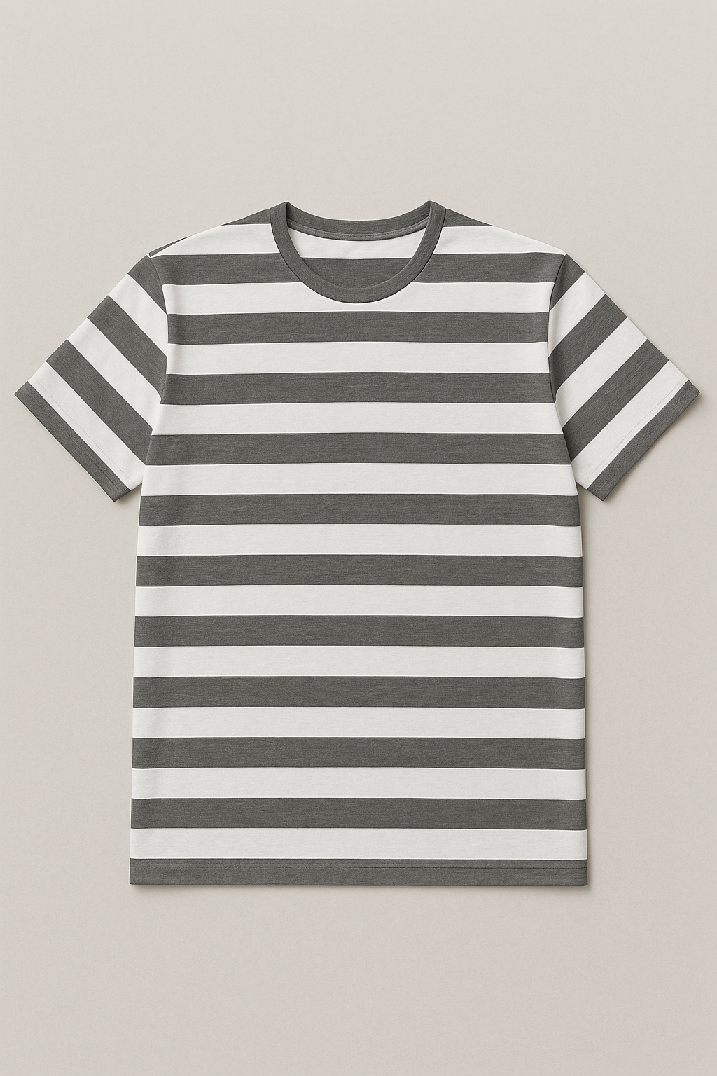 Playeras Para Hombre De Manga Corta Con Estampado De Rayas A41112 Gris