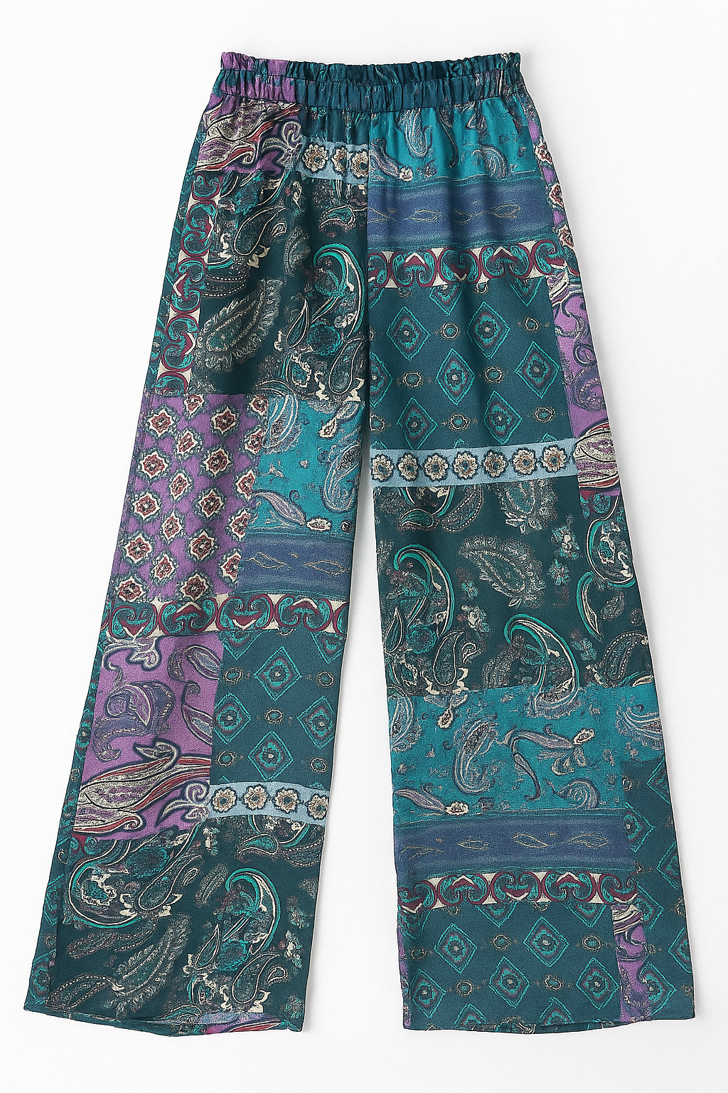 Pantalones Para Mujer Amplio Estampado Paisley W53102 Azul