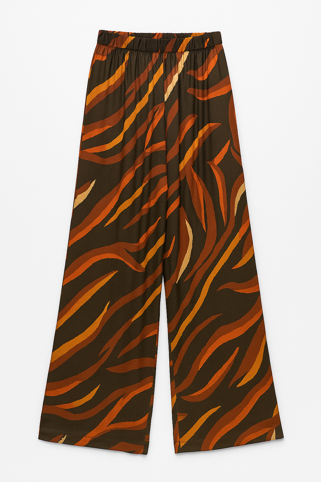 Pantalones Para Mujer Estampado Amplio Con Resorte W53101 Negro