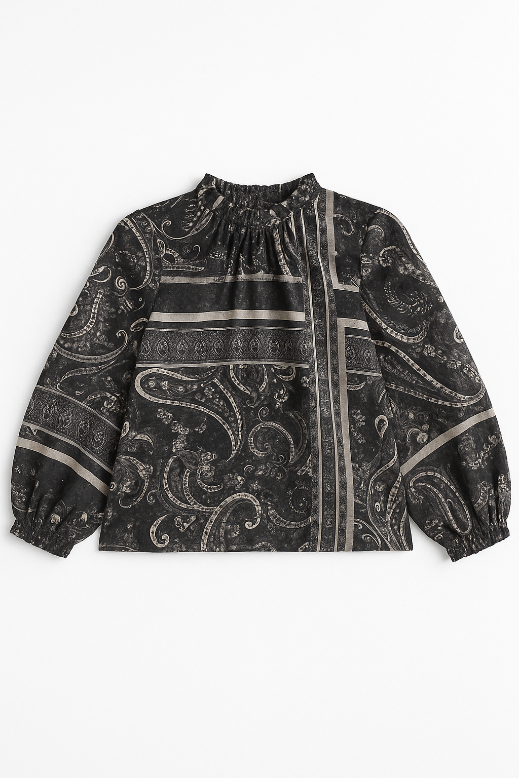 Blusas Para Mujer Ciffon Cuello Alto Estampada N53102 Unico