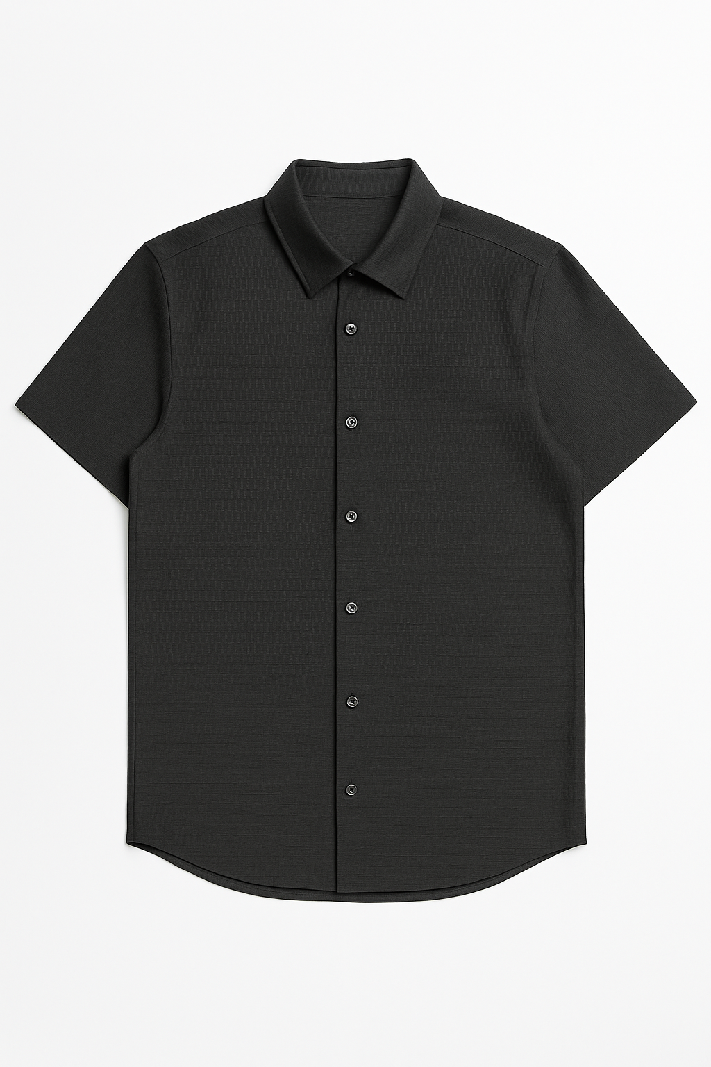 Camisas Para Hombre Manga Corta Con Textura B55357 Negro
